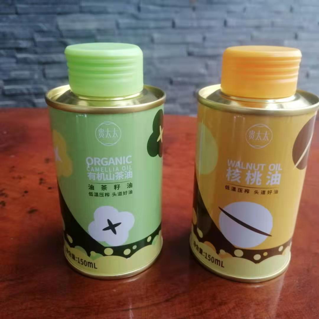 個性化核桃油鐵瓶定制 核桃油圓形鐵罐批發(fā)