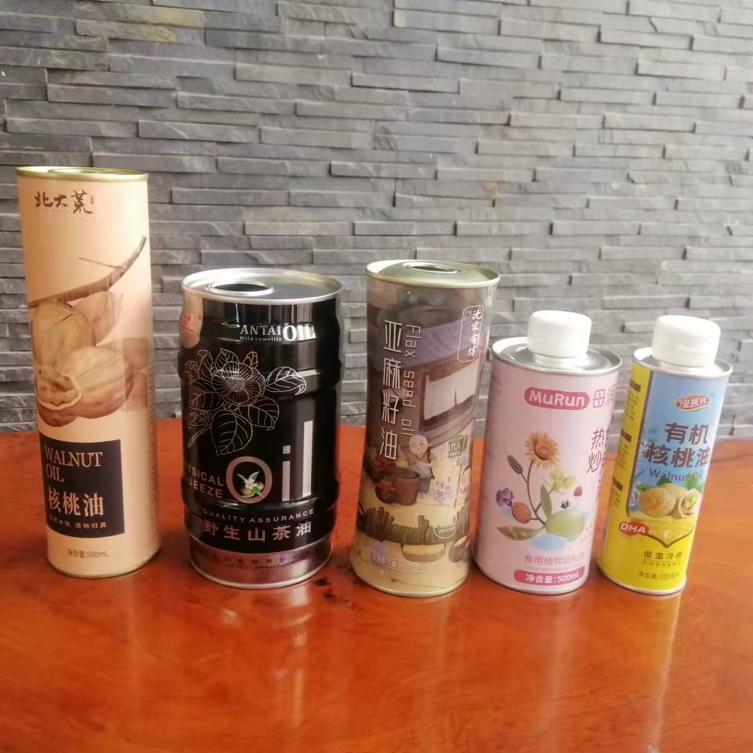 品質印花食用油創(chuàng)意鐵罐 圓形母嬰油鐵罐包裝
