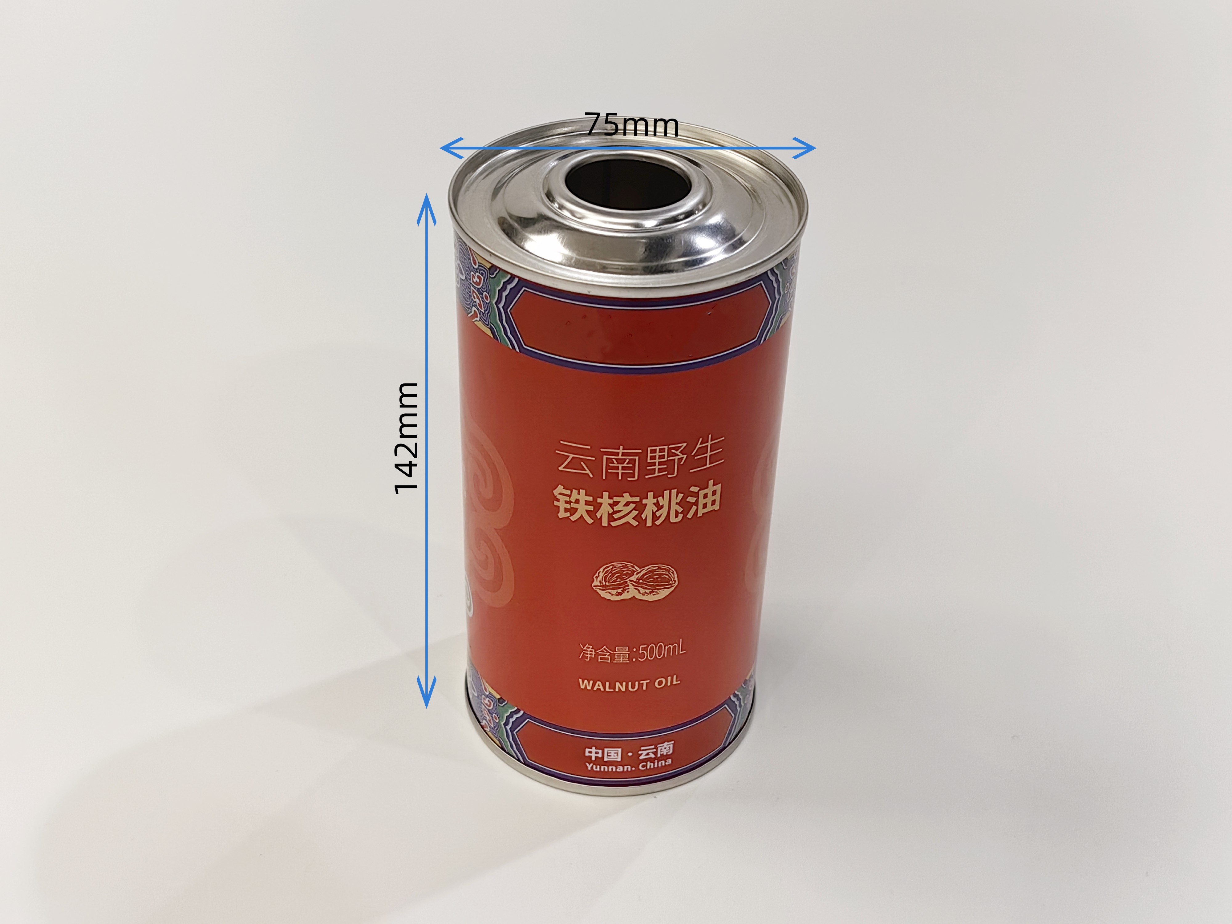 云南有機核桃油鐵罐 400ML磨砂效果圓形鐵罐