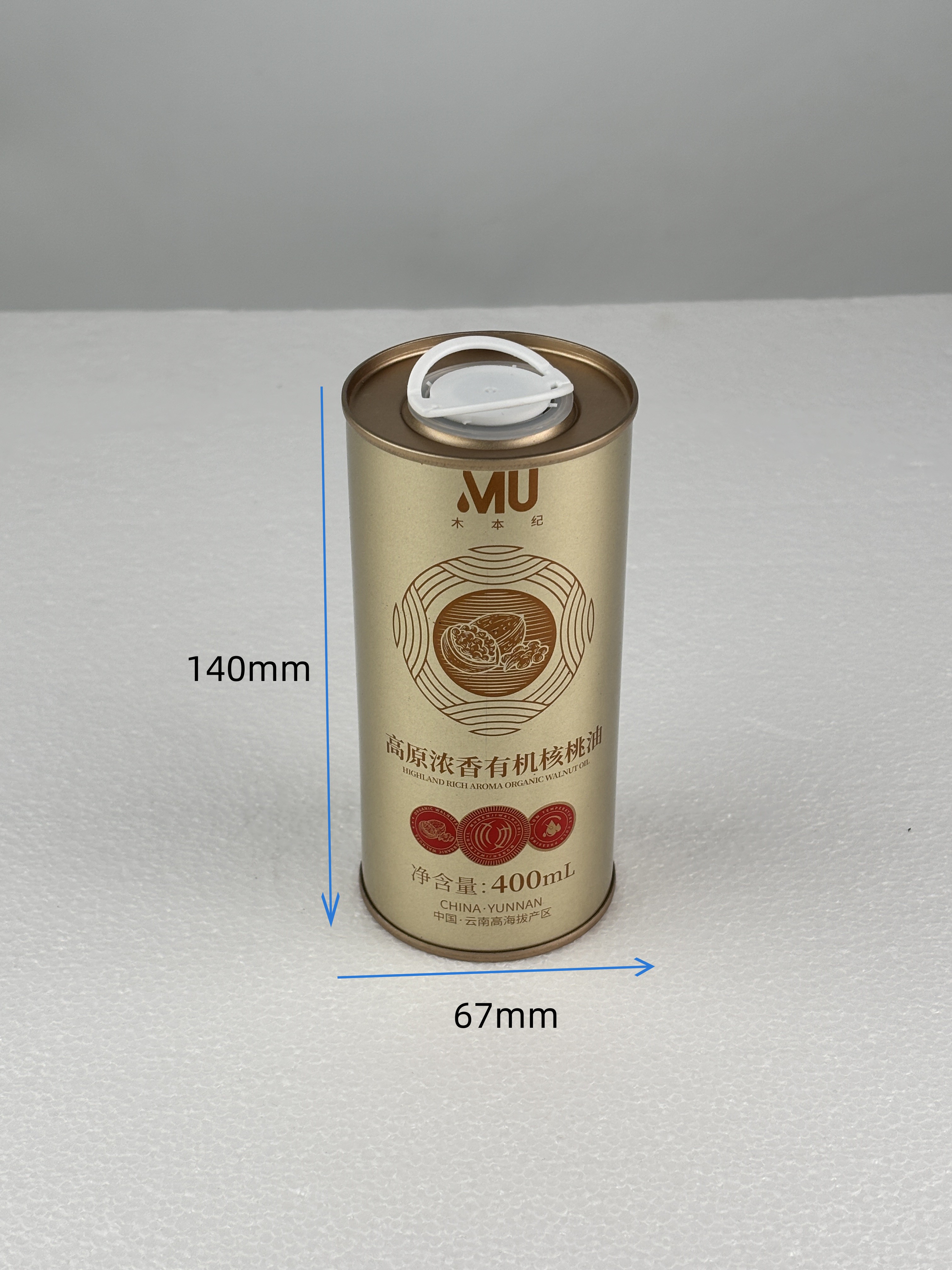 0.5L避光云南核桃油鐵罐 500ML印花核桃油鐵皮罐