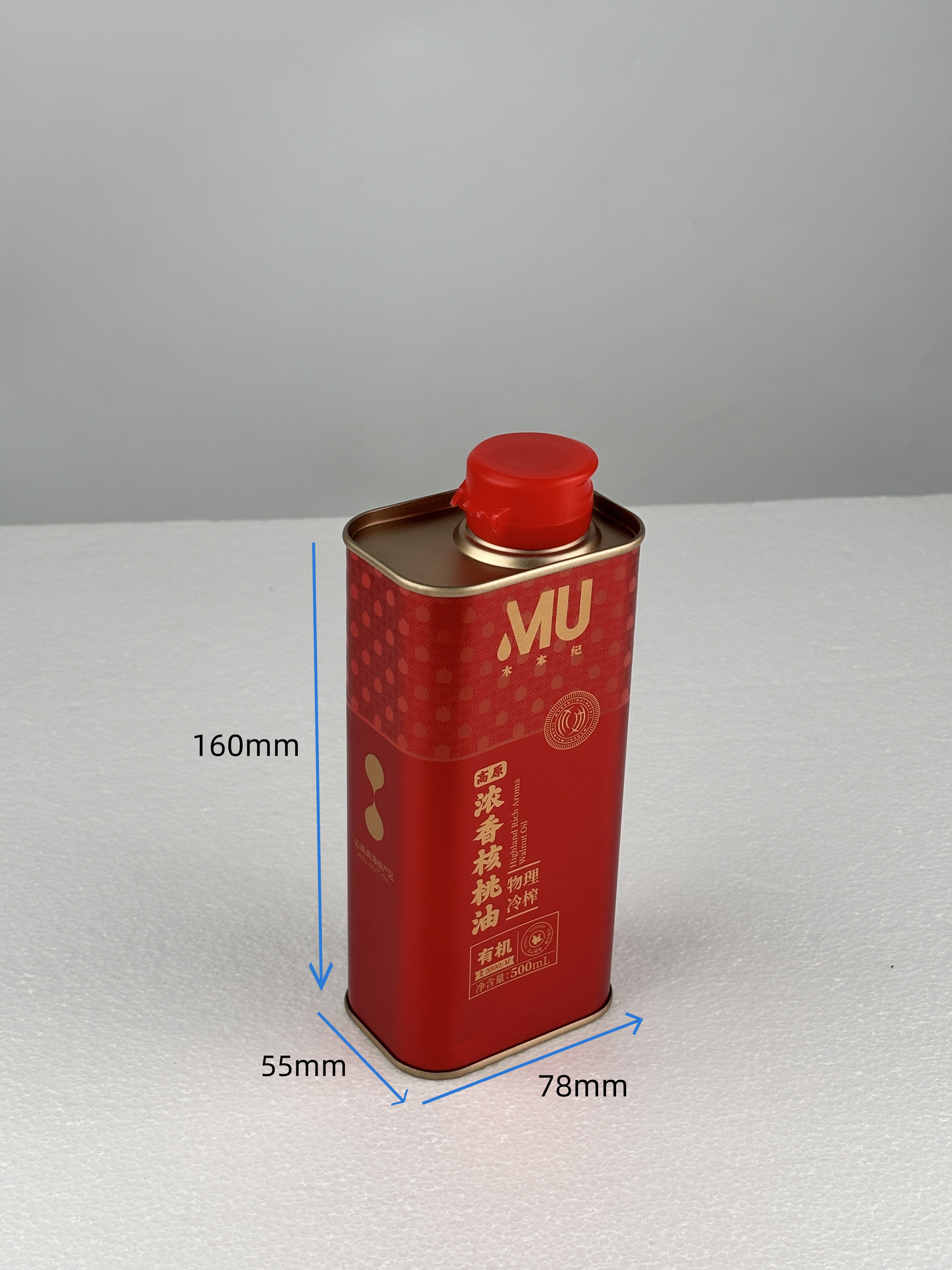 0.5L避光云南核桃油鐵罐 500ML印花核桃油鐵皮罐